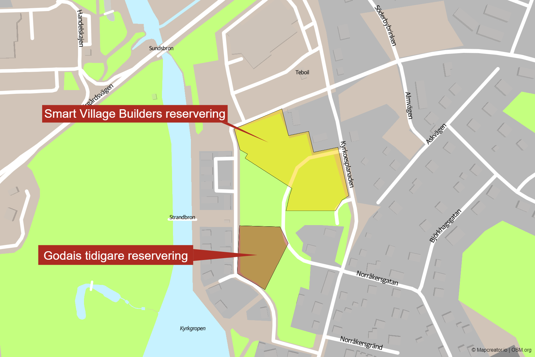 en karta över planeringsområden