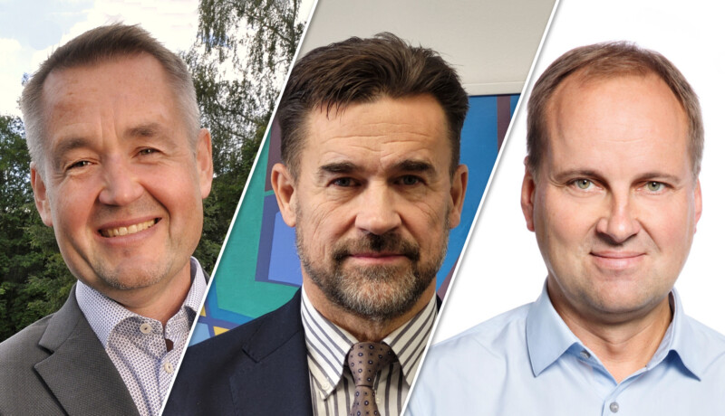 ett bildkollage på tre män i kragskjorta