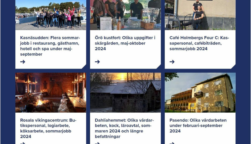 skärmdump av sex företags rekryteringsannonser