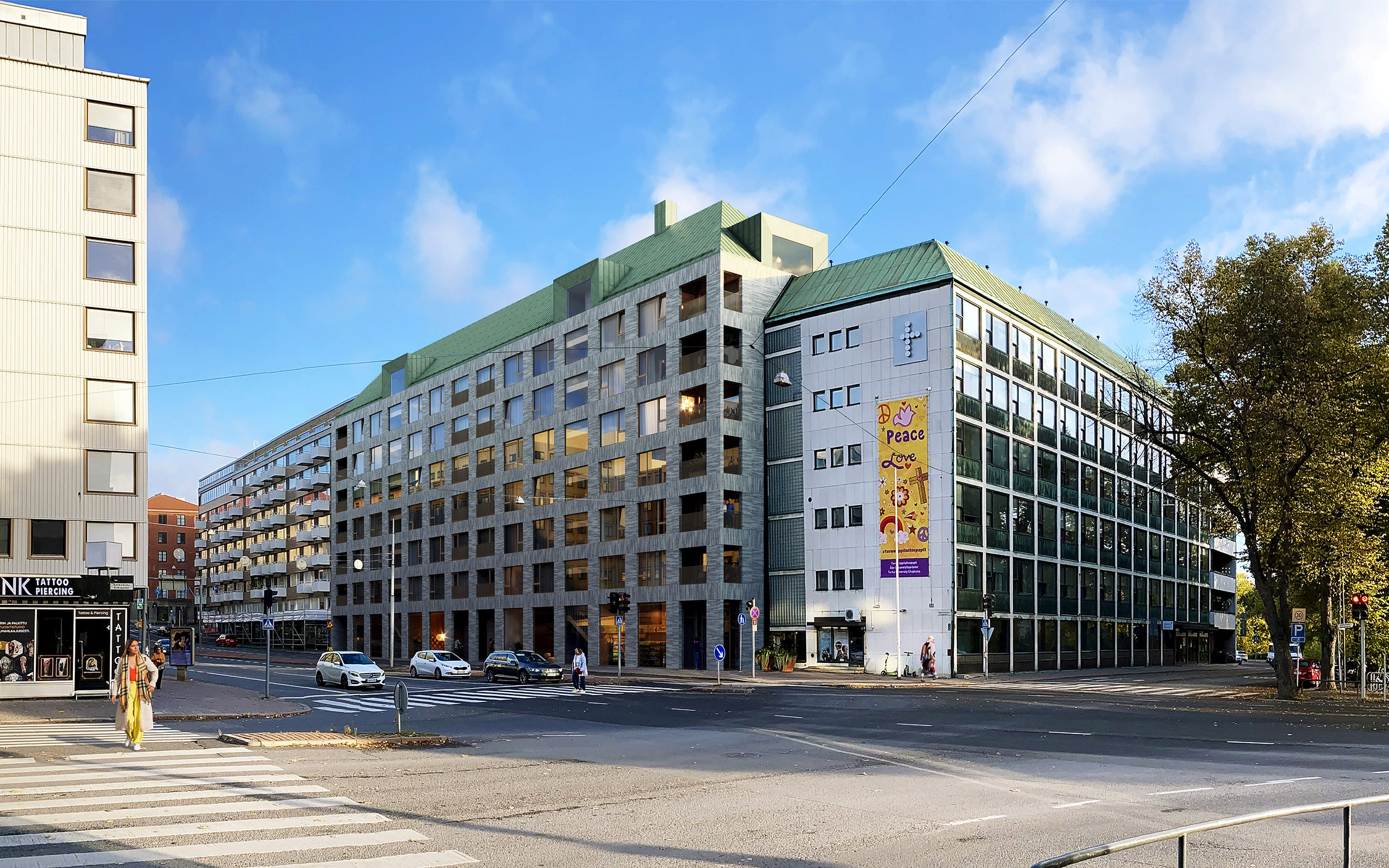 Visionsbild på ny byggnad på Aningaisgatan 1